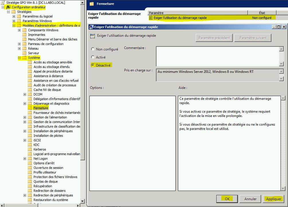 GPO Stratégies pour Windows 8.1 et Windows 10 PC2S Bubu