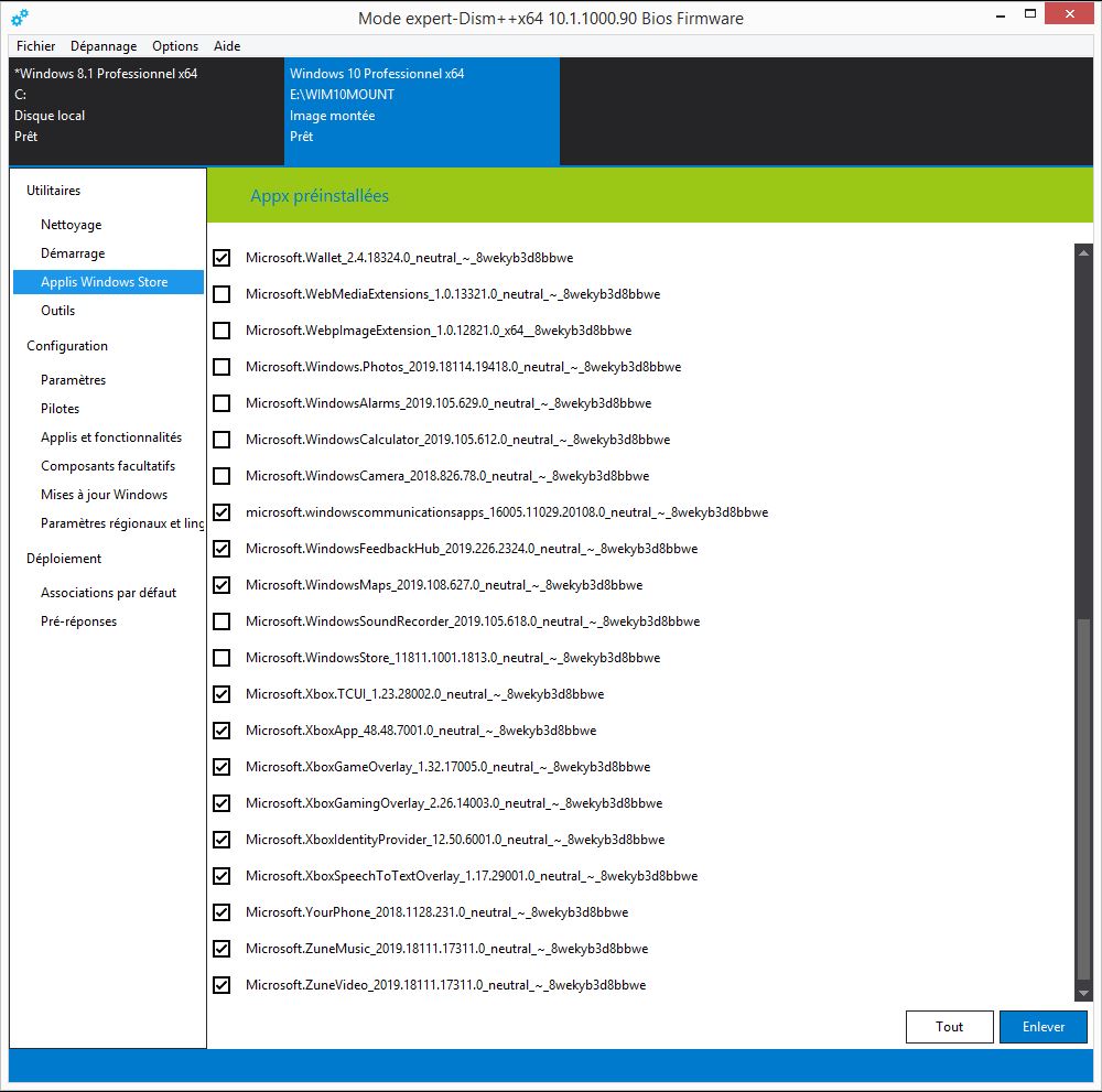 Dism++ Modification et Optimisation install.wim ISO Windows 10 PC2S