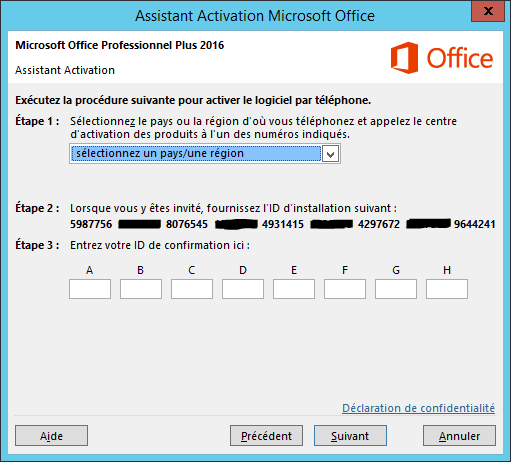 microsoft office 2013 confirmation id