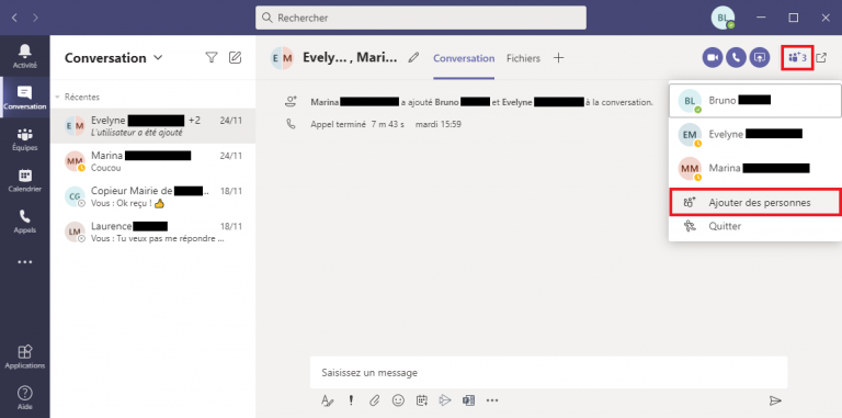 TEAMS : Conversation et Appel Visio - PC2S - Bubu