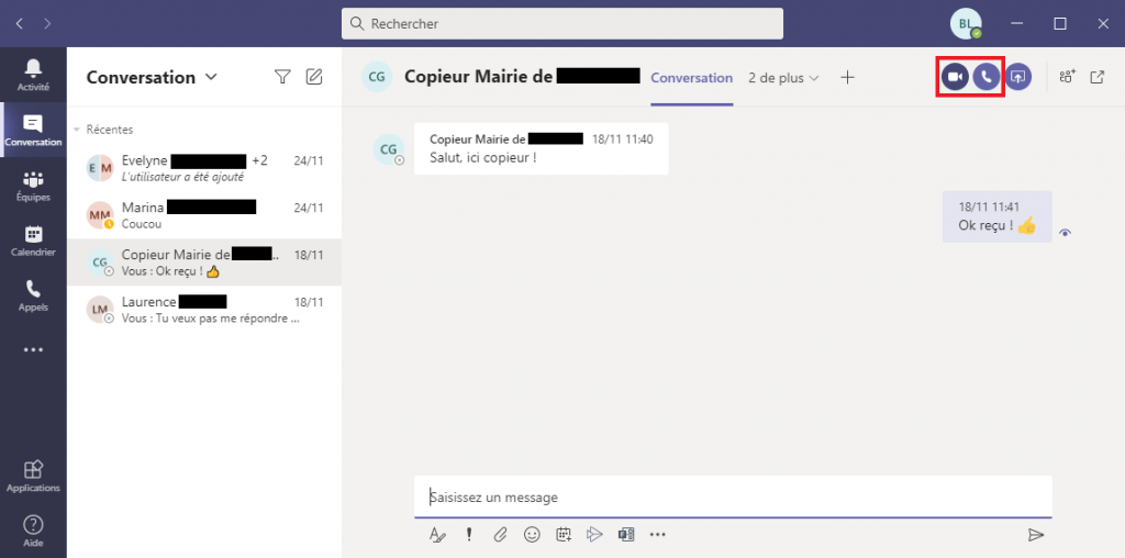TEAMS : Conversation et Appel Visio - PC2S - Bubu